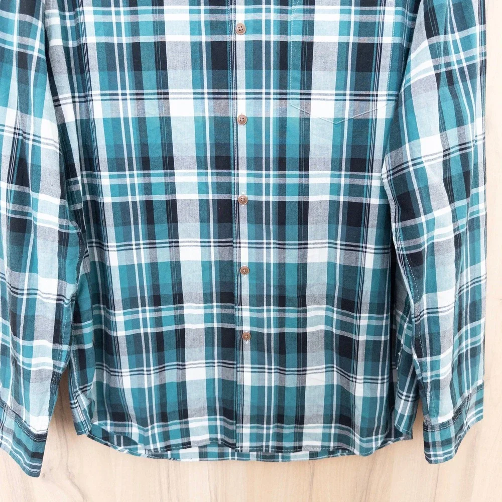J.Crew Mens Button Down Shirt Size L Teal Plaid Preppy Classic‎ Office Casual